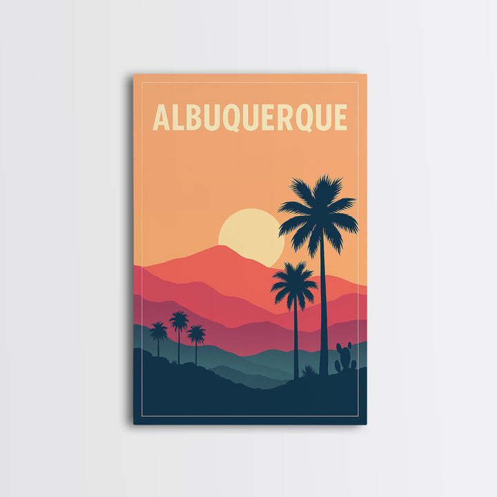 Albuquerque Travel Poster, Canvas Print, Mid Century City Wall Art, Albuquerque Wall Art, City Illustration, Retro Travel Print
