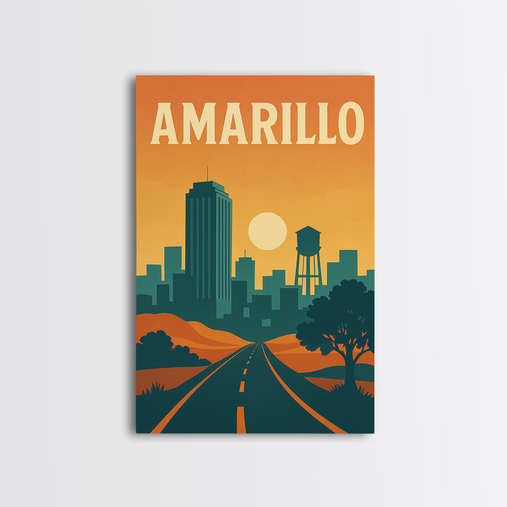 Amarillo Travel Poster, Canvas Print, Classic Travel Poster Art, Amarillo Art Print, Modern Wall Decor, Fine Art Print, Mid Century Wall Art