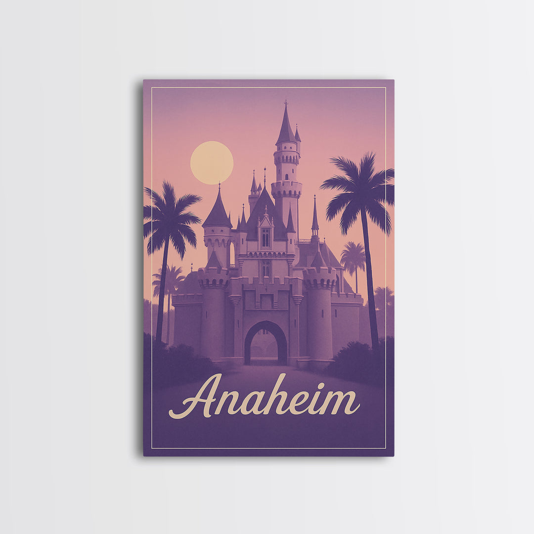 Anaheim Travel Poster, Framed Canvas Print, Mid Century City Wall Art, Anaheim Travel Art, Living Room Wall Art, Vintage City Art