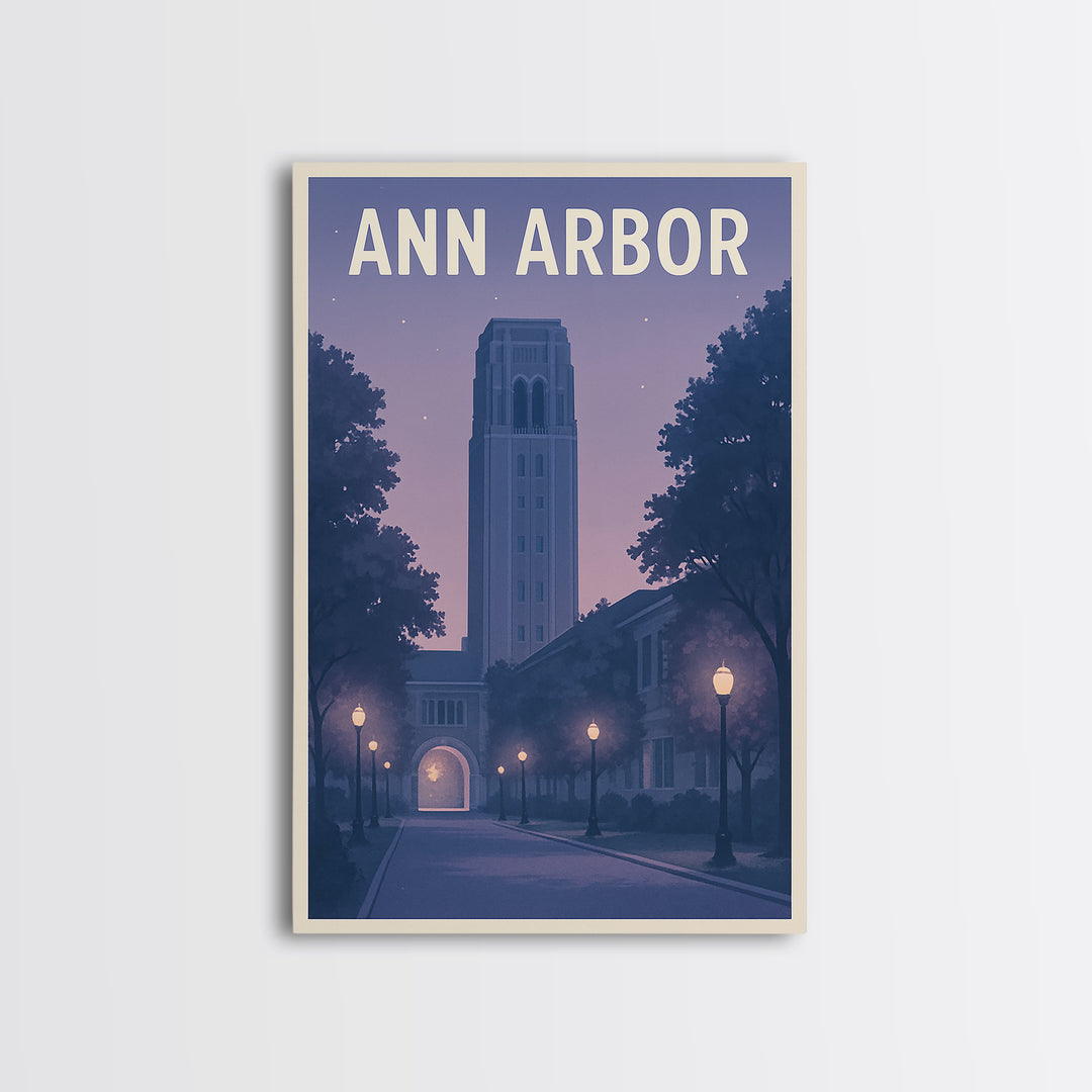 Ann Arbor Michigan Travel Poster, Canvas Print, Mid Century City Wall Art, Ann Arbor City Art, City Travel Prints, Eclectic Wall Decor