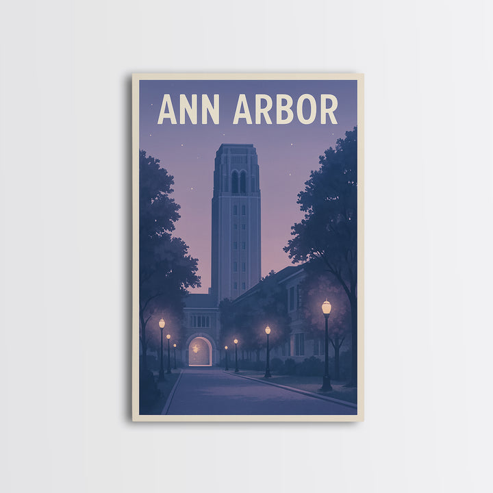 Ann Arbor Michigan Travel Poster, Canvas Print, Mid Century City Wall Art, Ann Arbor City Art, City Travel Prints, Eclectic Wall Decor