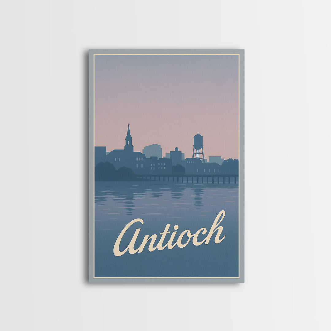 Antioch Travel Poster, Framed Canvas Print, Classic Travel Poster Art, Antioch Travel Art, Watercolor Skyline Art, Travel Poster Set