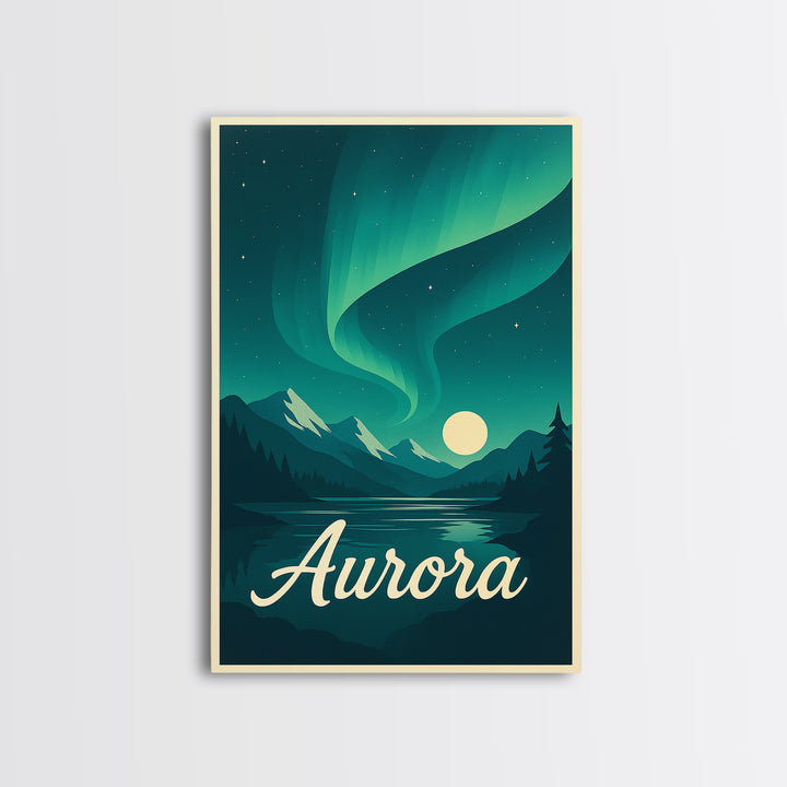 Aurora Colorado Travel Poster, Canvas Print, Retro Sunset Skyline Art, Aurora Poster Print, Eclectic Wall Decor, Fine Art Print, Wall Art