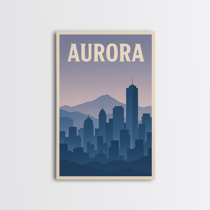 Aurora Travel Poster, Canvas Print, Vintage Travel Poster Art, Aurora Travel Art, Travel Art Print, Mid Century Wall Art, City Art Print