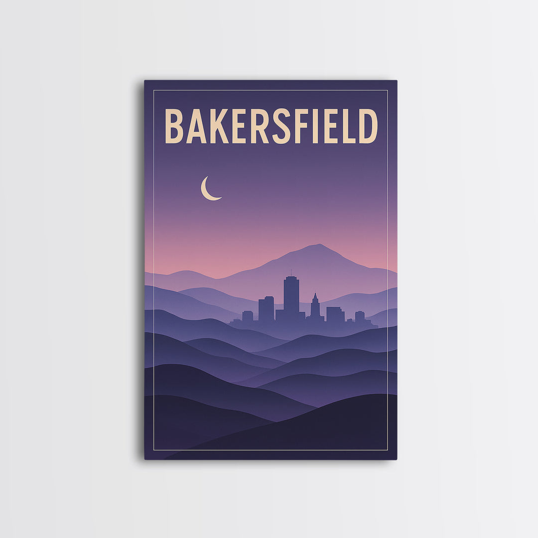 Bakersfield California Travel Poster, Canvas Print, Mid Century City Wall Art, Bakersfield City Art, Art Print, Travel Art Print