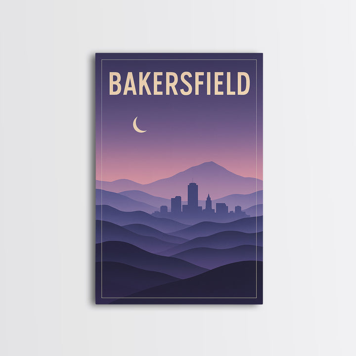 Bakersfield California Travel Poster, Canvas Print, Mid Century City Wall Art, Bakersfield City Art, Art Print, Travel Art Print