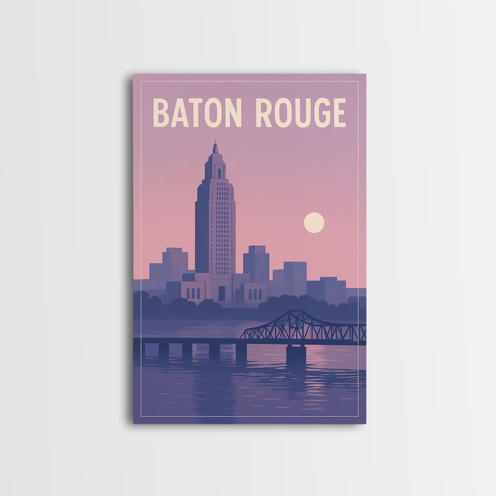 Baton Rouge Louisiana Travel Poster, Canvas Print, Vintage Travel Poster Art, Baton Rouge Art Print, Mid Century Wall Art, Fine Art Print