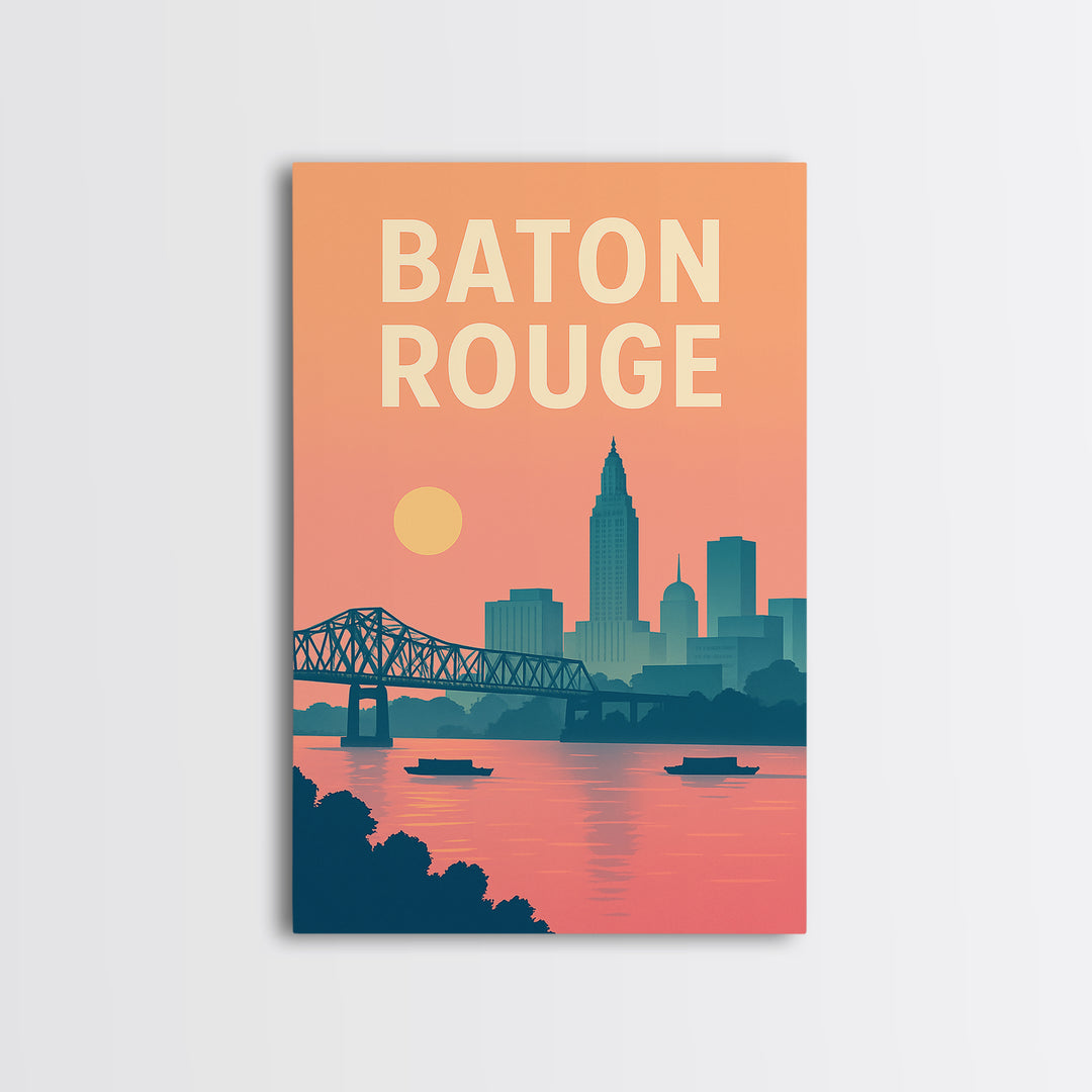 Baton Rouge Travel Poster, Canvas Print, Classic Travel Poster Art, Baton Rouge City Art, Vintage City Art, Travel Wall Art, Travel Print