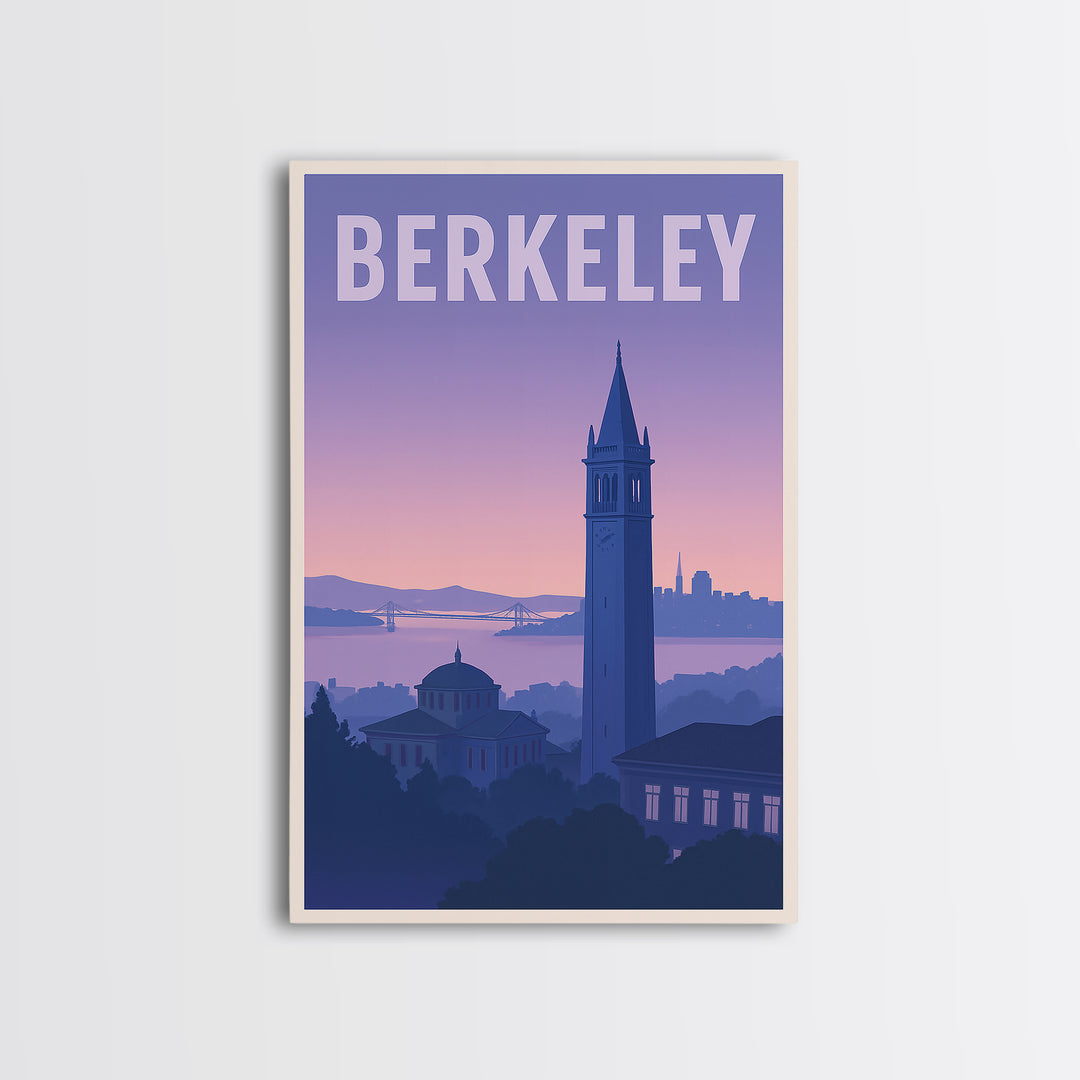 Berkeley California Travel Poster, Canvas Print, Mid Century City Wall Art, Berkeley Travel Art, City Illustration, City Travel Prints