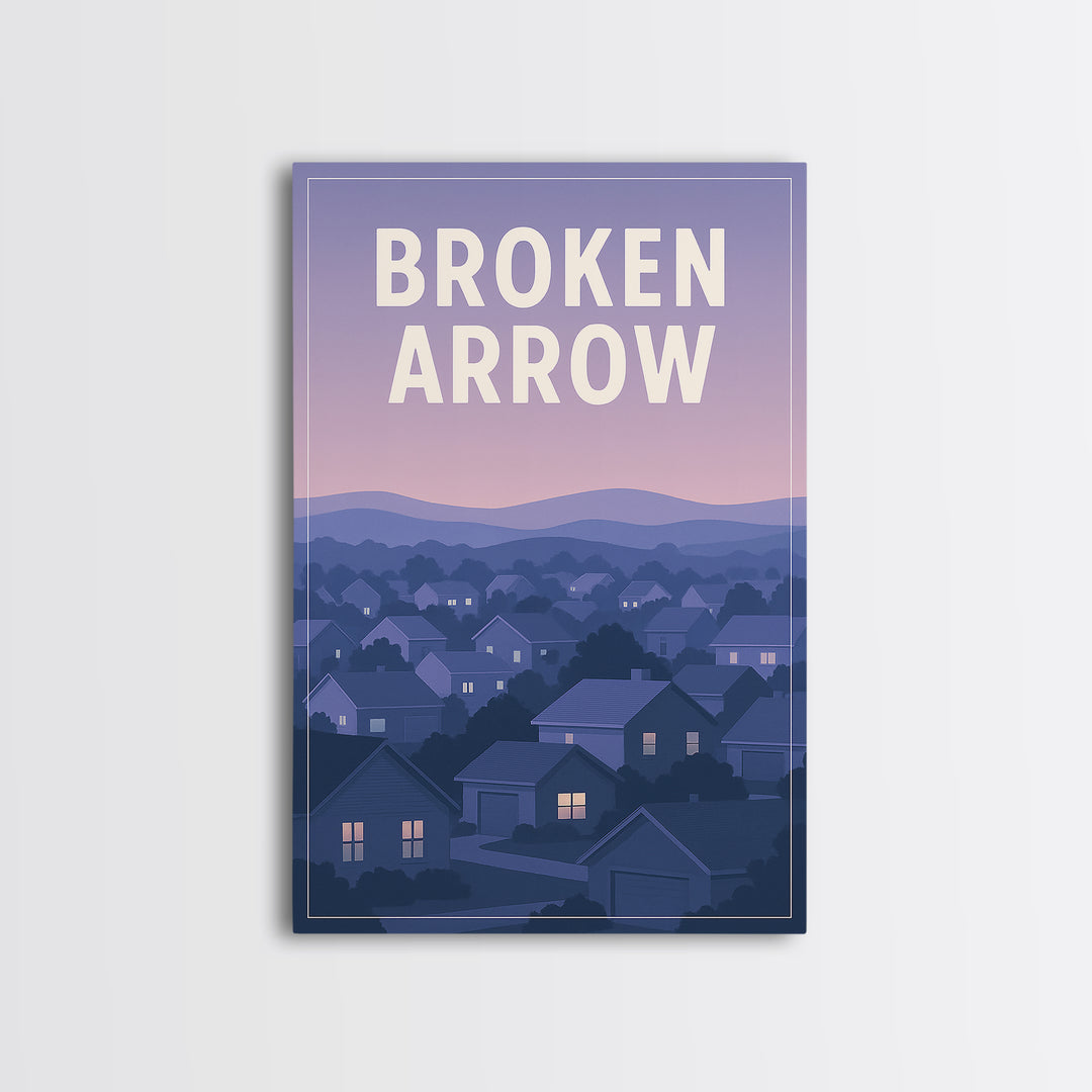 Broken Arrow Oklahoma Travel Poster, Canvas Print, Vintage Travel Poster Art, Broken Arrow Travel Art, Vintage City Art, Vintage Travel Art