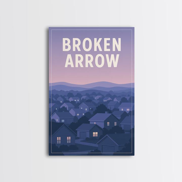 Broken Arrow Oklahoma Travel Poster, Canvas Print, Vintage Travel Poster Art, Broken Arrow Travel Art, Vintage City Art, Vintage Travel Art
