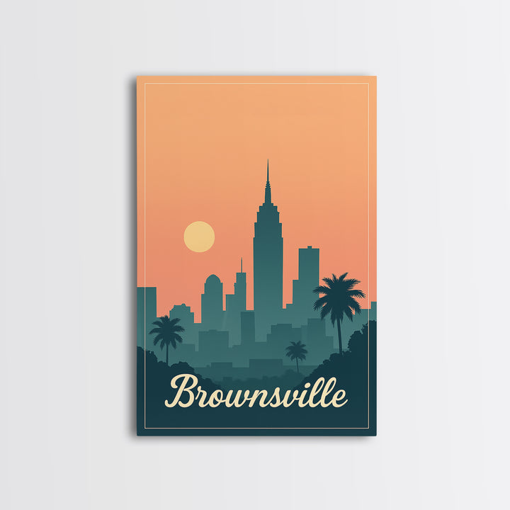 Brownsville Texas Travel Poster, Canvas Print, Vintage Travel Poster Art, Brownsville Travel Art, Travel Poster Set, Travel Poster Art