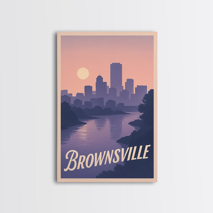Brownsville Travel Poster, Framed Canvas Print, Classic Travel Poster Art, Brownsville Poster Print, Wanderlust Decor, Modern Wall Decor