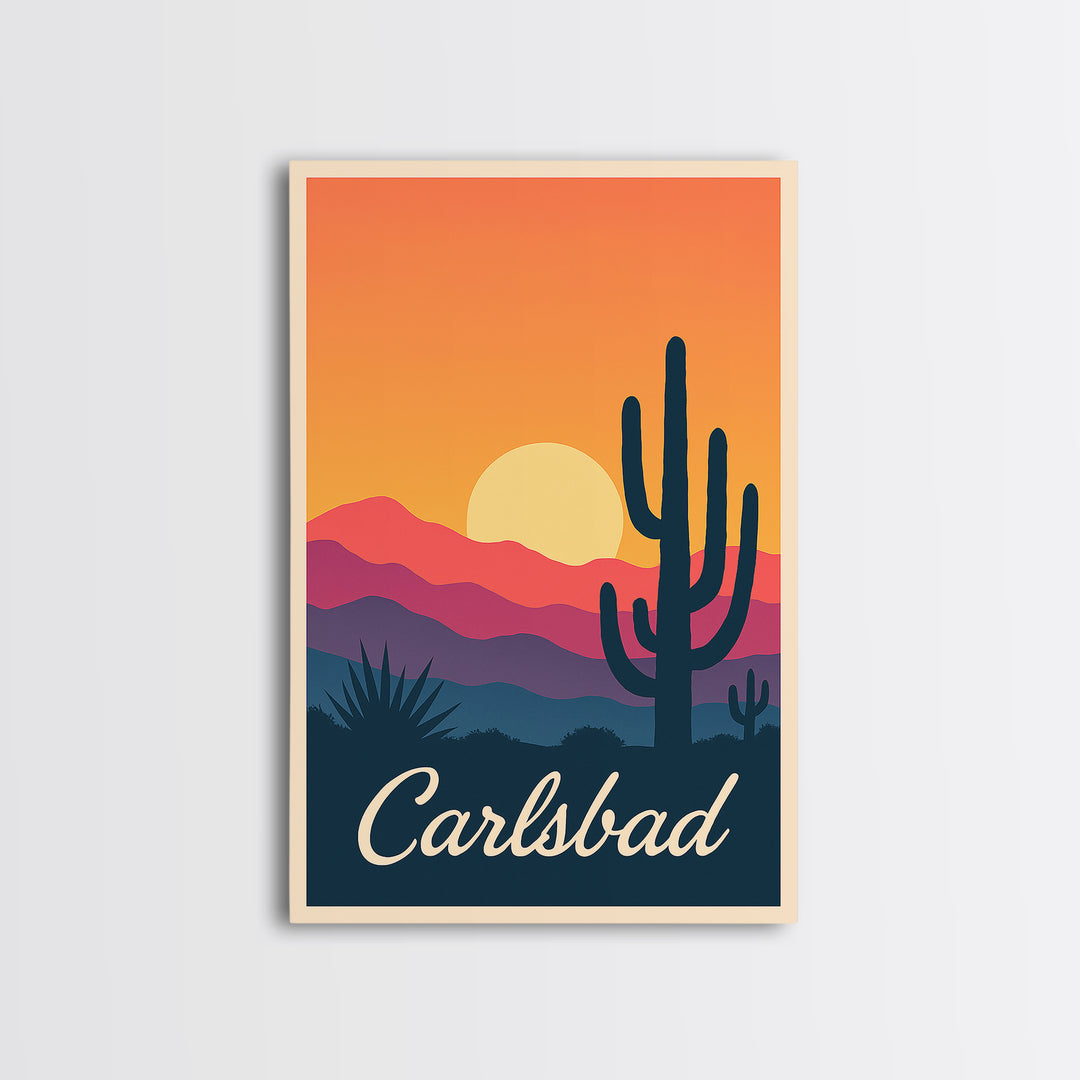 Carlsbad California Travel Poster, Canvas Print, Vintage Poster Art, Carlsbad Wall Art, Vintage Travel Art, Vintage City Poster, Poster Art