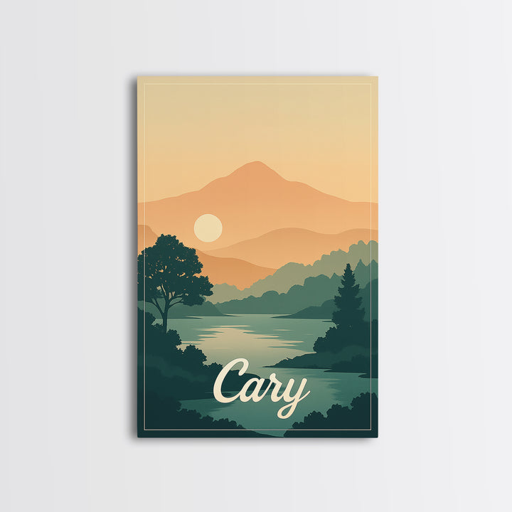 Cary North Carolina Travel Poster, Canvas Print, Classic Poster Art, Cary Poster Print, Travel Poster Art, City Travel Prints, Art Print