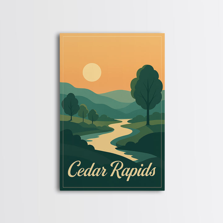 Cedar Rapids Iowa Travel Poster, Canvas Print, Vintage Travel Poster Art, Cedar Rapids Wall Art, Living Room Wall Art, Retro Travel Print