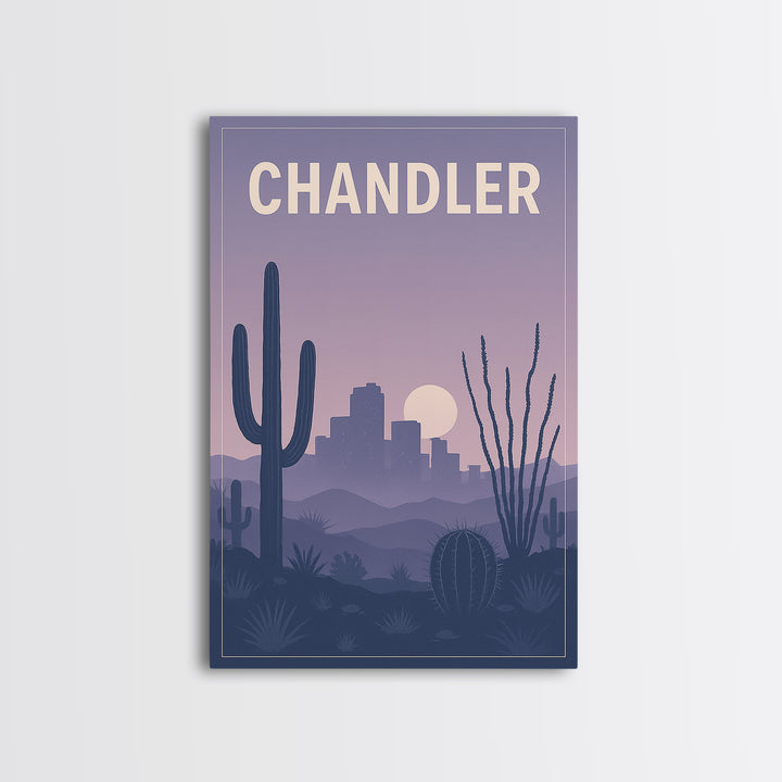 Chandler Arizona Travel Poster, Canvas Print, Retro Sunset Skyline Art, Chandler Wall Art, City Art Print, Travel Poster Set, Poster Print