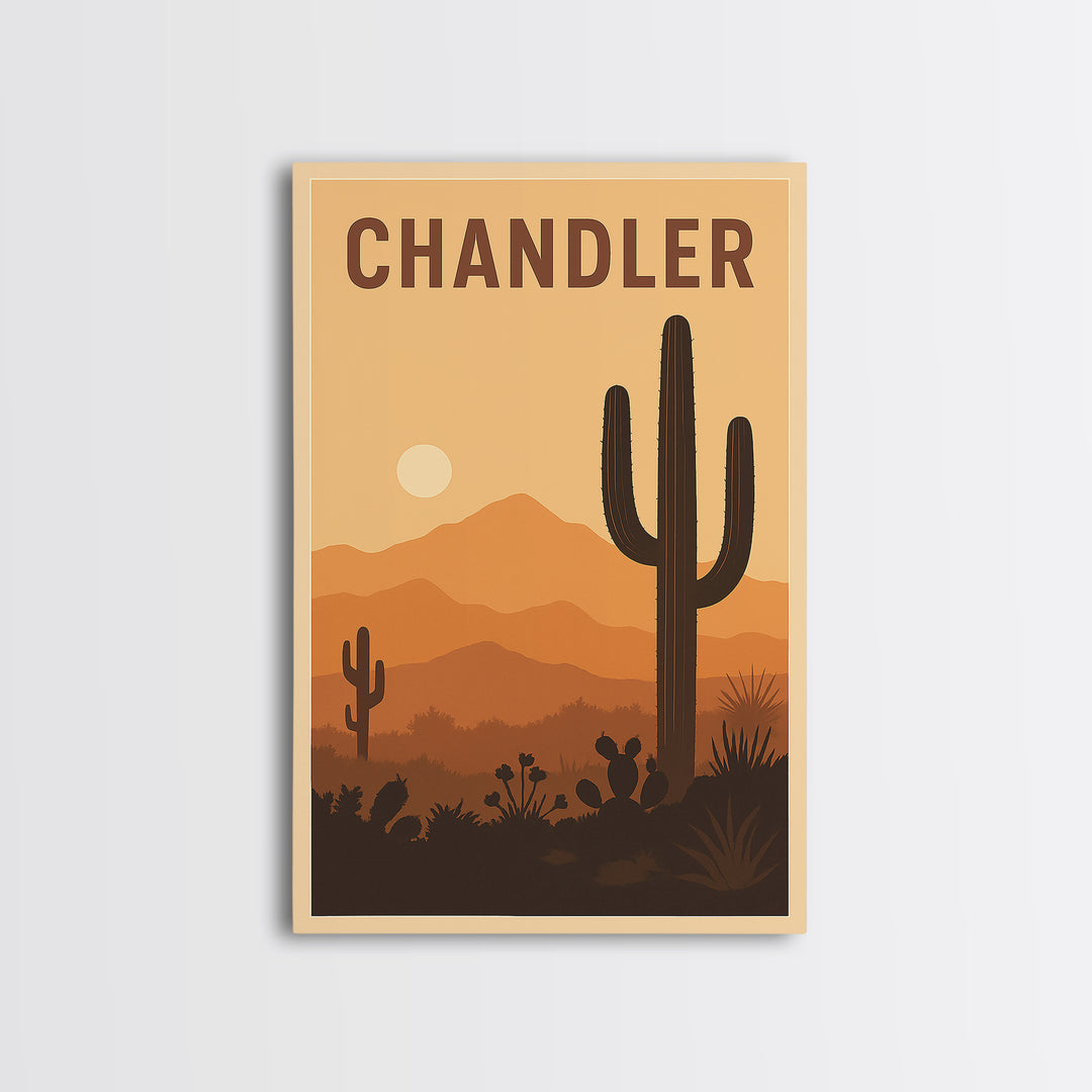 Chandler Travel Poster, Framed Canvas Print, Classic Travel Poster Art, Chandler City Art, Vintage City Art, Gift For Travelers