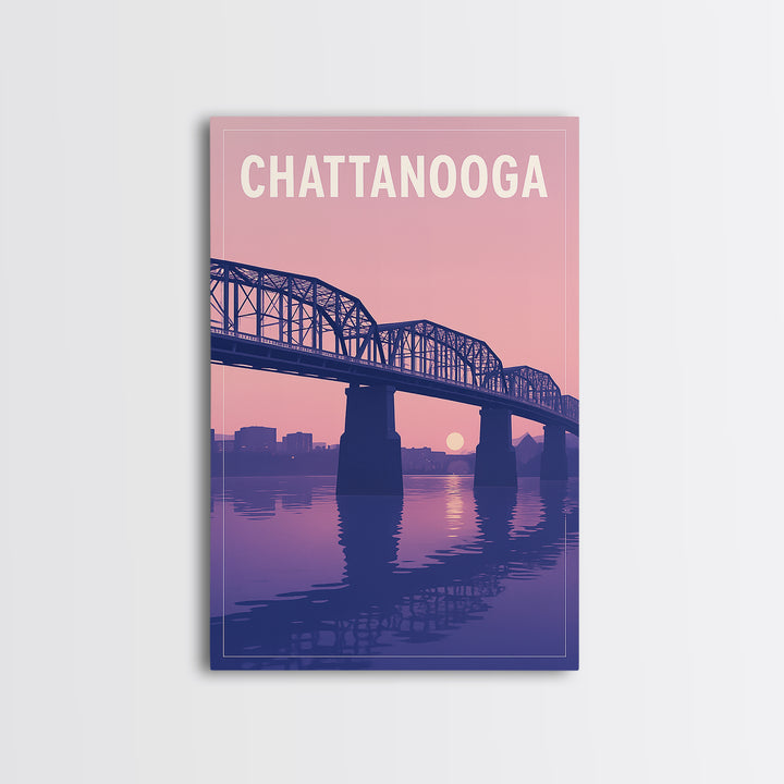 Chattanooga Tennessee Travel Poster, Canvas Print, Classic Poster Art, Chattanooga Poster Print, Watercolor Skyline Art, Travel Art Print