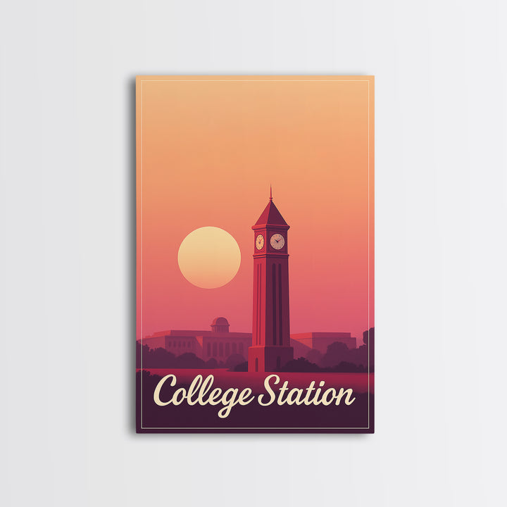 College Station Texas Travel Poster, Canvas Print, Mid Century City Wall Art, College Station City Art, Travel Print, Travel Poster Set
