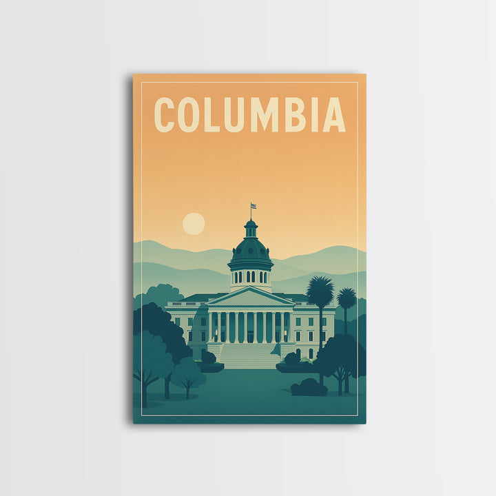 Columbia Travel Poster, Framed Canvas Print, Classic Travel Poster Art, Columbia City Art, Gift For Travelers, Travel Wall Decor