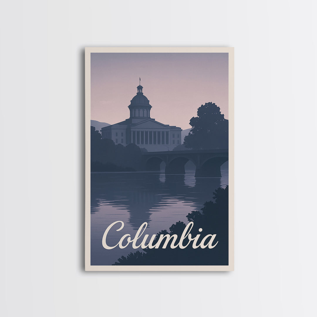 Columbia Travel Poster, Canvas Print, Mid Century City Wall Art, Columbia Art Print, Travel Poster Set, Mid Century Wall Art, Wall Art