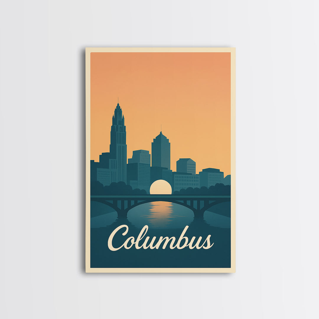 Columbus Travel Poster, Canvas Print, Vintage Travel Poster Art, Columbus Travel Art, Living Room Wall Art, Vintage Travel Art