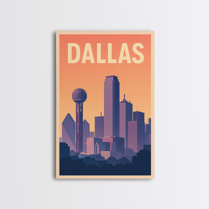 Dallas Travel Poster, Canvas Print, Mid Century City Wall Art, Dallas Wall Art, Modern Wall Decor, Travel Poster Art, Fine Art Print