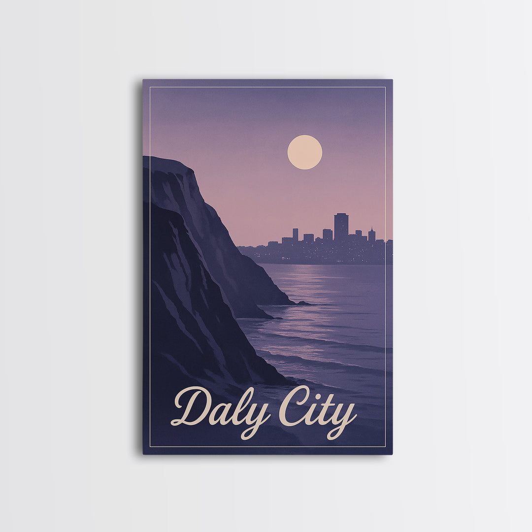 Daly City Travel Poster, Framed Canvas Print, Vintage Travel Poster Art, Daly City Art Print, Gift For Travelers, Travel Poster Set
