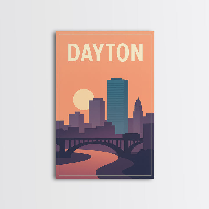Dayton Travel Poster, Canvas Print, Classic Travel Poster Art, Dayton Wall Art, City Travel Prints, Travel Art Print, Travel Wall Art