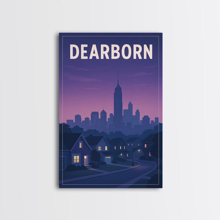 Dearborn Michigan Travel Poster, Framed Canvas Print, Vintage Travel Poster Art, Dearborn Wall Art, Fine Art Print, Vintage Travel Print