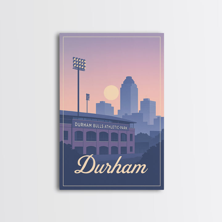 Durham Travel Poster, Framed Canvas Print, Vintage Travel Poster Art, Durham Poster Print, City Illustration, Gift For Travelers