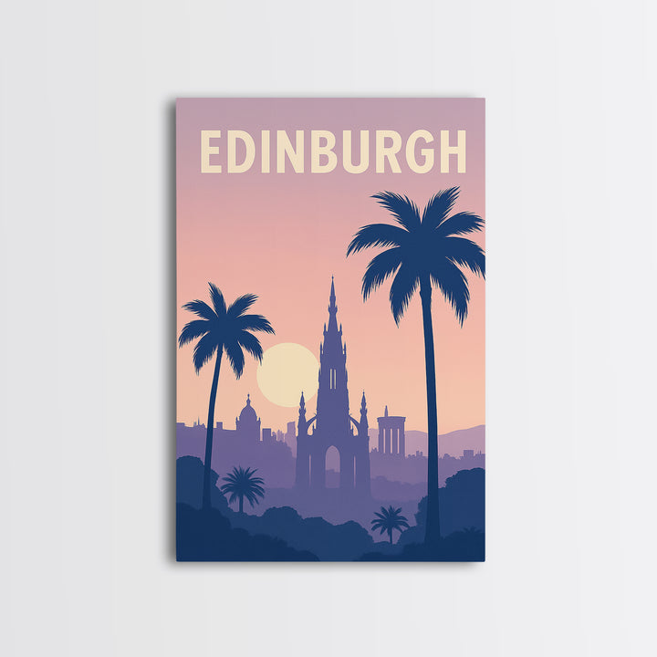 Edinburgh Texas Travel Poster, Framed Canvas Print, Mid Century City Wall Art, Edinburgh City Art, Vintage Travel Print, Gift For Travelers