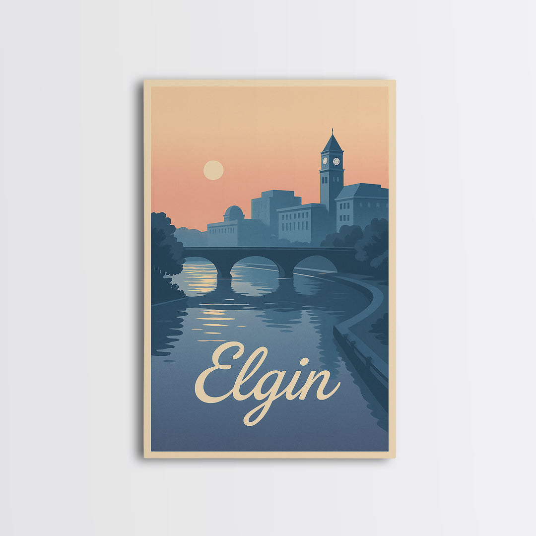 Elgin Travel Poster, Canvas Print, Vintage Travel Poster Art, Elgin Travel Art, Vintage Travel Print, City Travel Prints, Vintage Travel Art