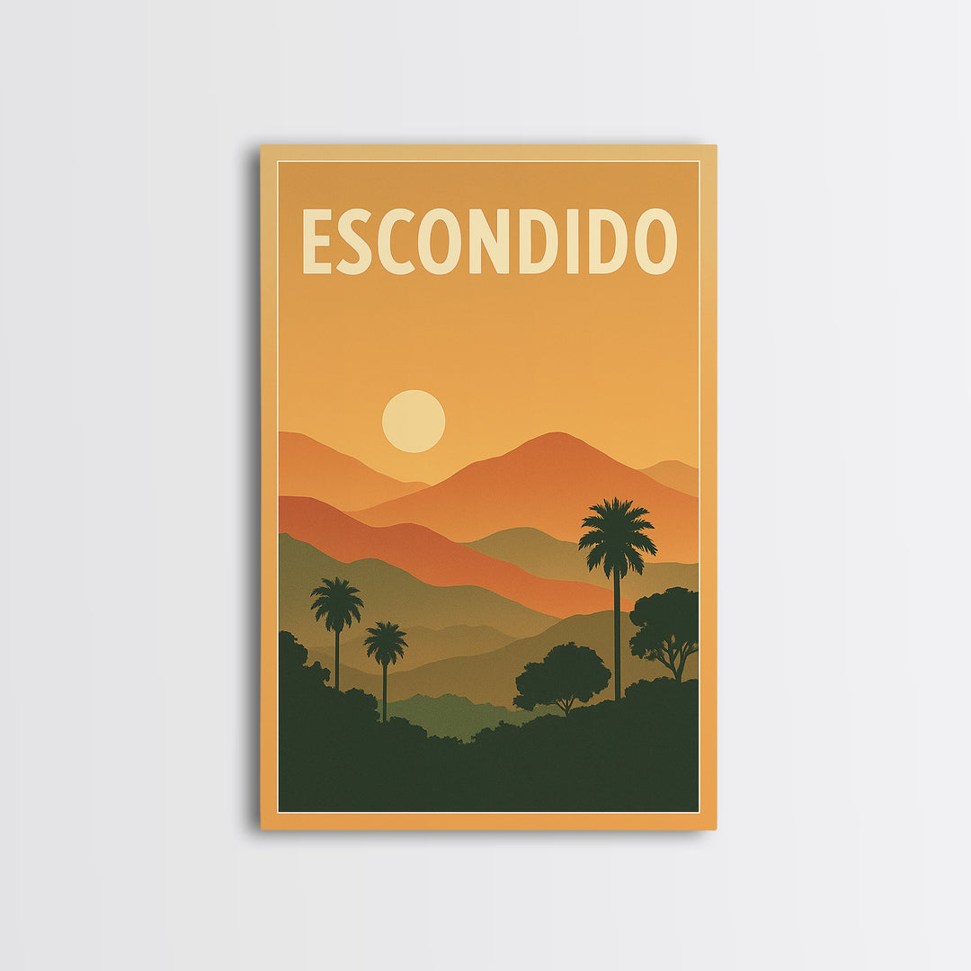 Escondido Travel Poster, Canvas Print, Classic Travel Poster Art, Escondido City Art, Vintage City Poster, Travel Wall Art, Travel Gift