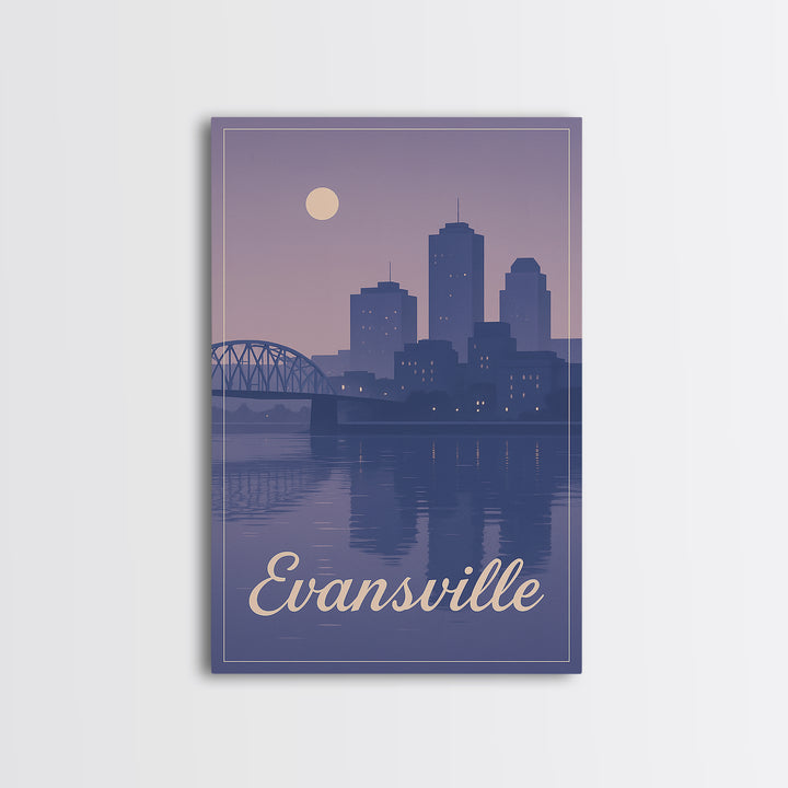 Evansville Travel Poster, Framed Canvas Print, Vintage Travel Poster Art, Evansville City Art, Vintage City Art, City Art Print