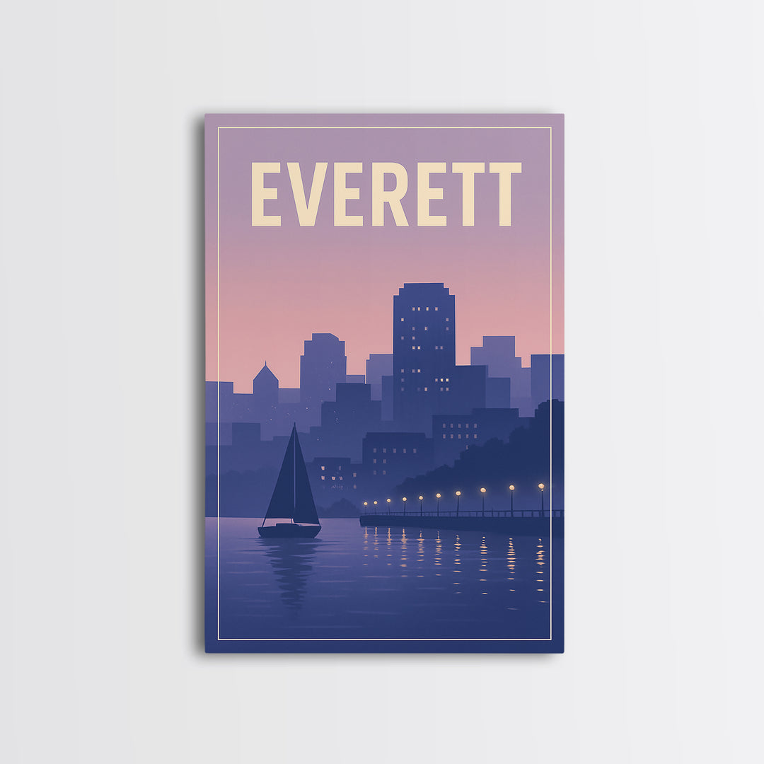Everett Washington Travel Poster, Canvas Print, Vintage Poster Art, Everett Travel Art, Travel Poster Set, Vintage City Art, Travel Wall Art