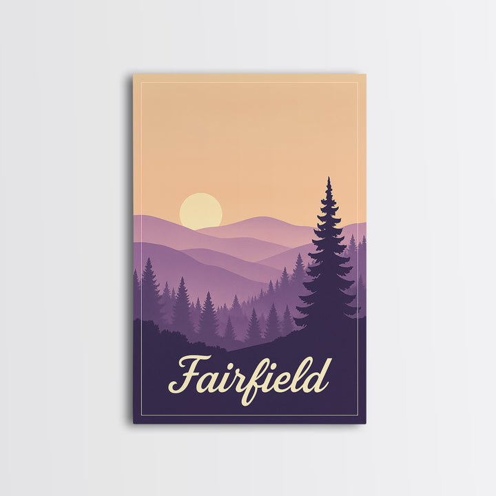 Fairfield California Travel Poster, Canvas Print, Mid Century City Wall Art, Fairfield Travel Art, Home Office Decor, Travel Wall Decor