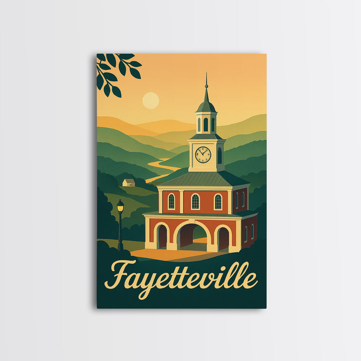 Fayetteville North Carolina Travel Poster, Canvas Print, Mid Century City Wall Art, Fayetteville Poster Print, City Illustration, Art Print