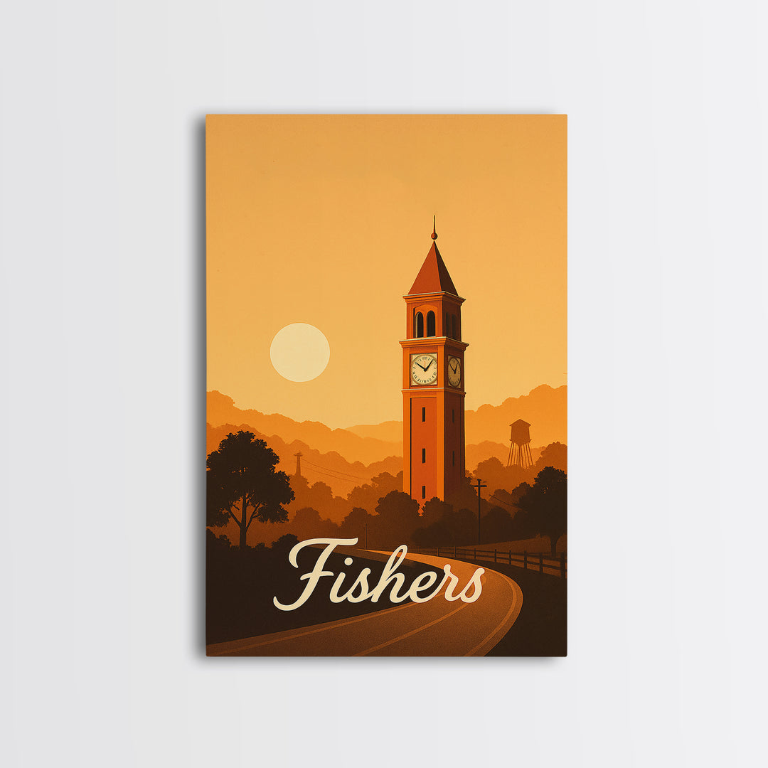 Fishers Indiana Travel Poster, Canvas Print, Classic Travel Poster Art, Fishers Wall Art, Fine Art Print, Wall Art, Eclectic Wall Decor