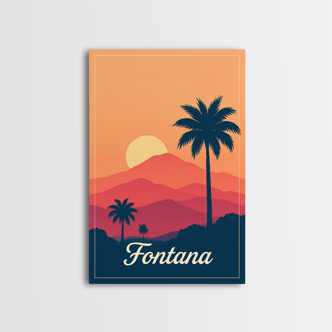 Fontana California Travel Poster, Canvas Print, Mid Century City Wall Art, Fontana City Art, Poster Art, Vintage City Art