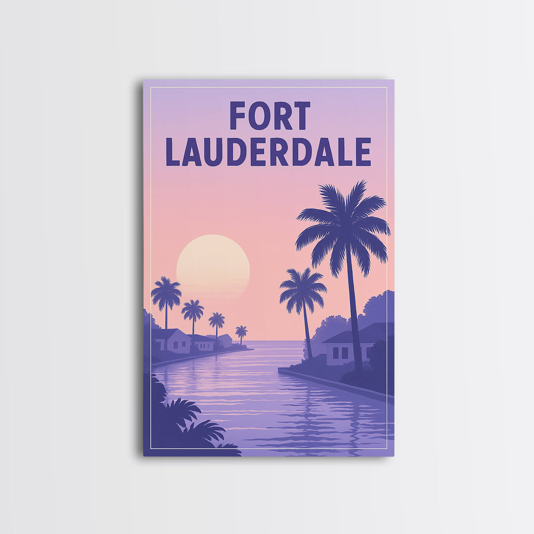 Fort Lauderdale Florida Travel Poster, Canvas Print, Mid Century City Wall Art, Fort Lauderdale Wall Art, Wanderlust Decor, Wall Art