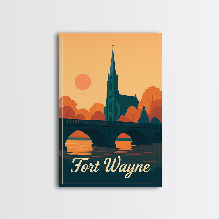 Fort Wayne Indiana Travel Poster, Canvas Print, Classic Travel Poster Art, Fort Wayne Poster Print, Travel Wall Decor, City Travel Prints