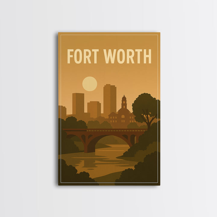 Fort Worth Texas Travel Poster, Canvas Print, Mid Century City Wall Art, Fort Worth Poster Print, Fine Art Print, Modern Wall Decor