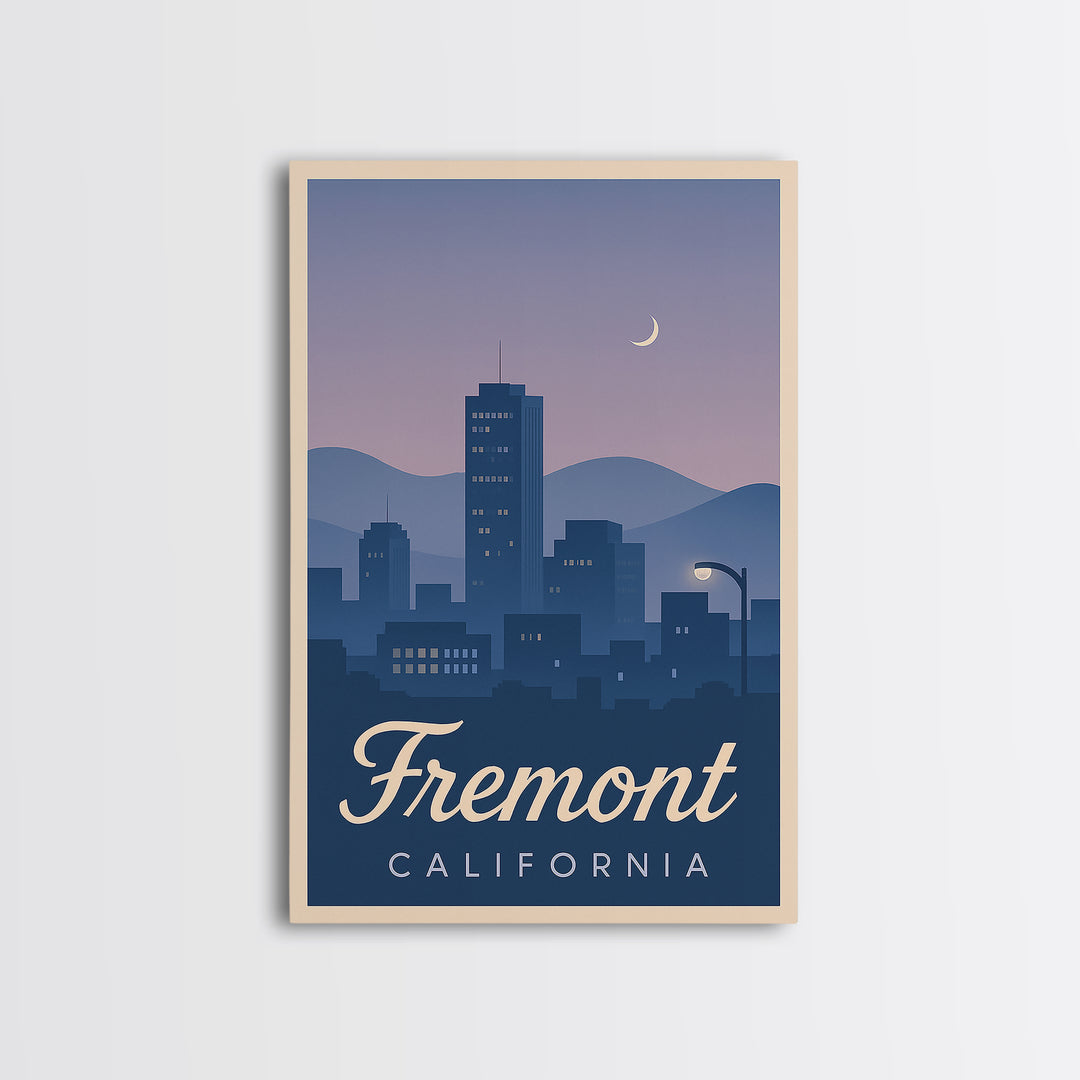 Fremont Travel Poster, Canvas Print, Retro Sunset Skyline Art, Fremont Poster Print, Mid Century Wall Art, Fine Art Print, Travel Wall Art