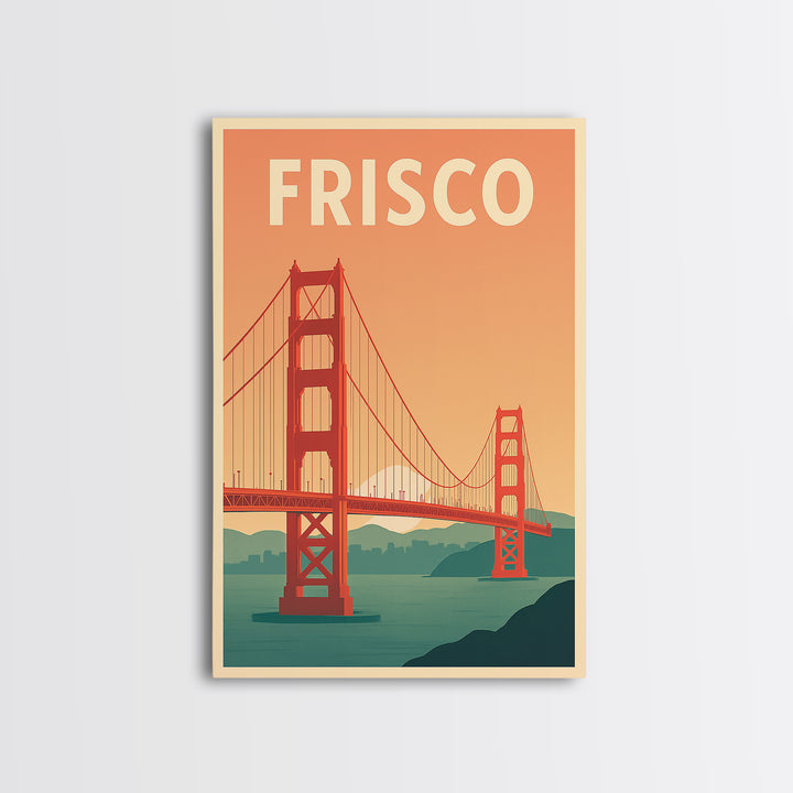 Frisco Travel Poster, Canvas Print, Mid Century City Wall Art, Frisco Art Print, Retro Travel Print, Home Office Decor, Travel Wall Decor