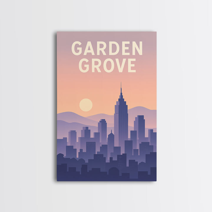 Garden Grove California Travel Poster, Canvas Print, Mid Century City Wall Art, Garden Grove Wall Art, Travel Poster Art, Travel Art Print