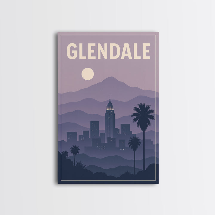 Glendale Travel Poster, Framed Canvas Print, Vintage Travel Poster Art, Glendale Wall Art, Travel Poster Set, Travel Art Print