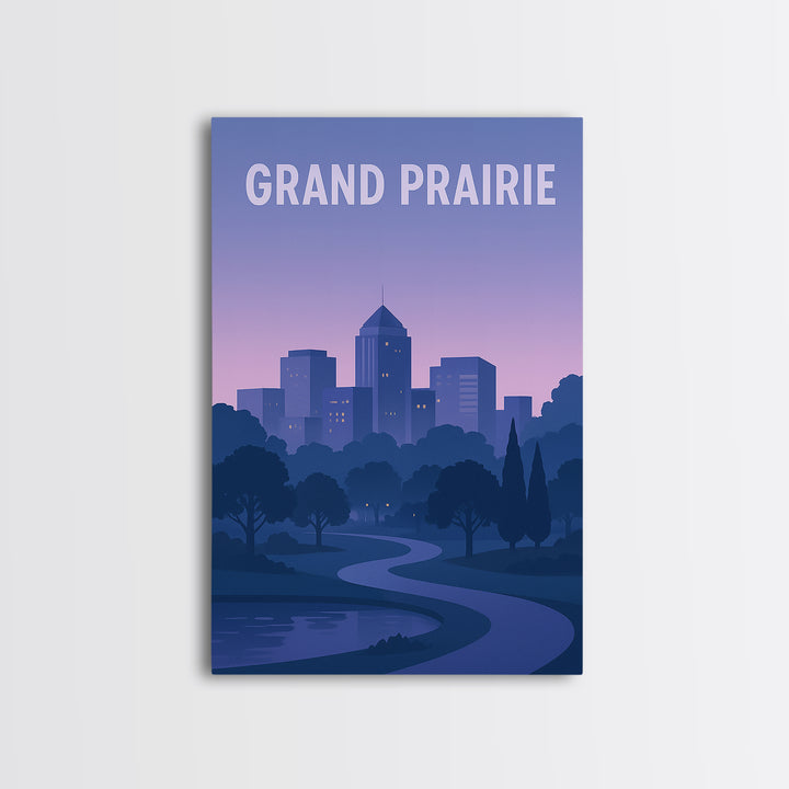 Grand Prairie Texas Travel Poster, Canvas Print, Mid Century City Wall Art, Grand Prairie Poster Print, Travel Poster Set, Modern Wall Decor