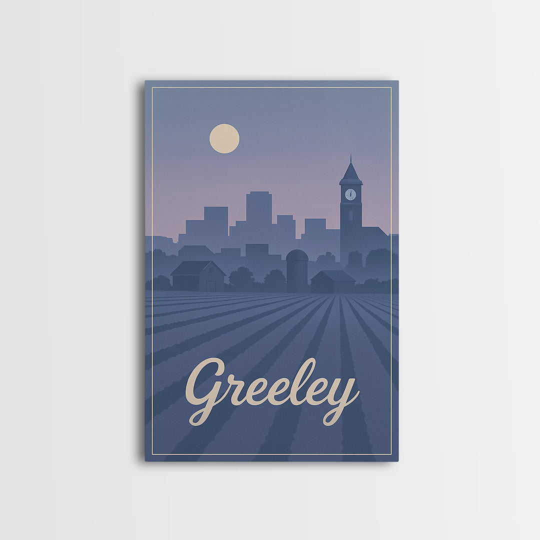 Greeley Travel Poster, Framed Canvas Print, Classic Travel Poster Art, Greeley Art Print, Retro Travel Print, Vintage City Art